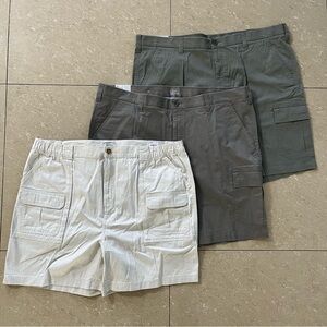 NWT Bundle Of 3 Croft & Barrow Men 44 Cargo Shorts Beige Khaki Taupe Olive Green